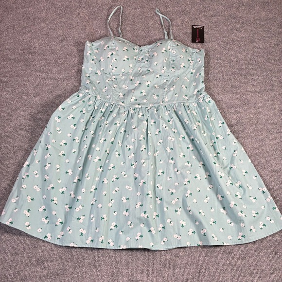 No Boundaries Dresses & Skirts - No Boundaries Floral Mini Dress Womens XXXL 21‎ Teal Haze Sweetheart NEW NWT